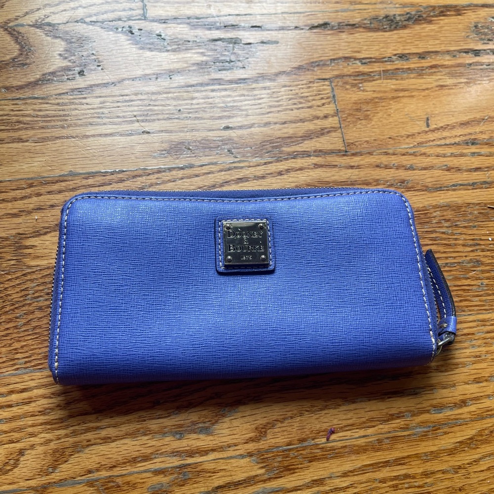 Dooney & Bourke Blue Zip-Around Leather Wallet